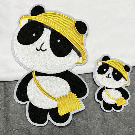 熊猫布贴补丁衣服裤子羽绒服破洞修补贴图案刺绣大号卡通装饰贴布