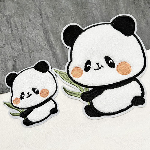 竹叶熊猫布贴毛绒百搭修补贴