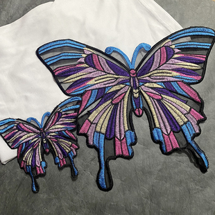 大号蝴蝶图案破洞衣服刺绣补丁贴T恤裤 子毛衣羽绒服蕾丝补丁布贴