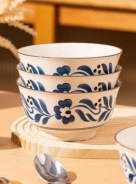 复古日式陶瓷饭碗家用2025新款高颜值个人专用5英寸饭碗6英寸面碗