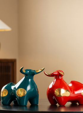 景德镇陶瓷生肖牛风水摆件