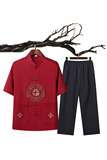 新品夏季短袖风盘扣唐装居士服爷爷装太极服汉服T201P42，男装民族服装，星座1108-2