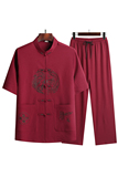 特批风盘扣汉服夏季短袖唐装居士服爸爸装太极服T211P40，男装民族服装，星座1108-2