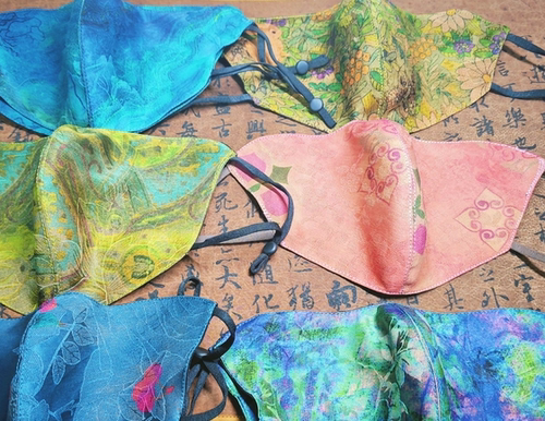 100%桑蚕丝 香云纱手工护眼角口罩 防尘防风防冻防晒成人款大码