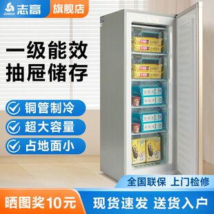 志高立式冰柜家用抽屉全冷冻冰箱小型一级能效母乳储奶保鲜冷柜