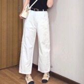 春小个子九分显瘦 天丝棉垂感弯刀裤 绿袖 子高端白色不透休闲裤