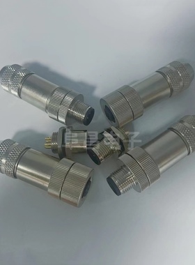 M12以太网接头金属4芯D5芯8芯X型profinet插头工业航空插头连接器