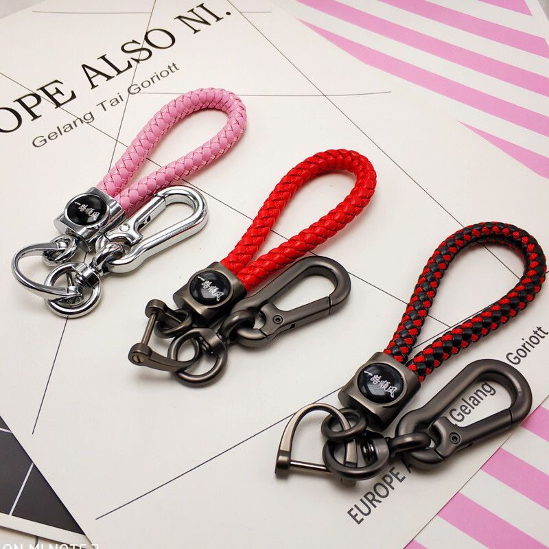 创意手工羊皮编织皮绳汽车钥匙扣男士腰挂钥匙圈钥匙链挂件礼品