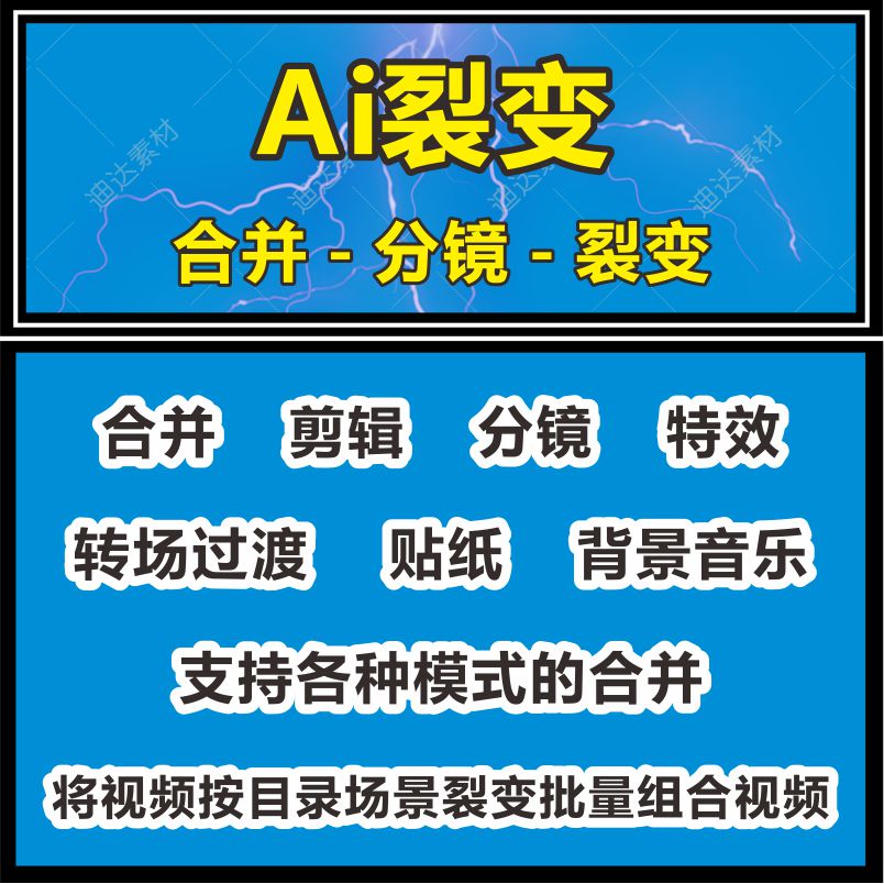 AI裂变短视频全自动剪辑软件批量视频图片音乐分镜头探店好物天卡 商务/设计服务 设计素材/源文件 原图主图