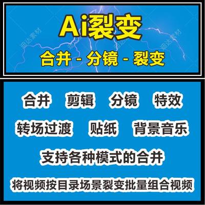 AI裂变短视频全自动剪辑软件批量视频图片音乐分镜头探店好物天卡