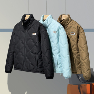 美式复古宽松保暖男生加厚情侣款冬季英伦立领棉服313B-NC359-P60图片