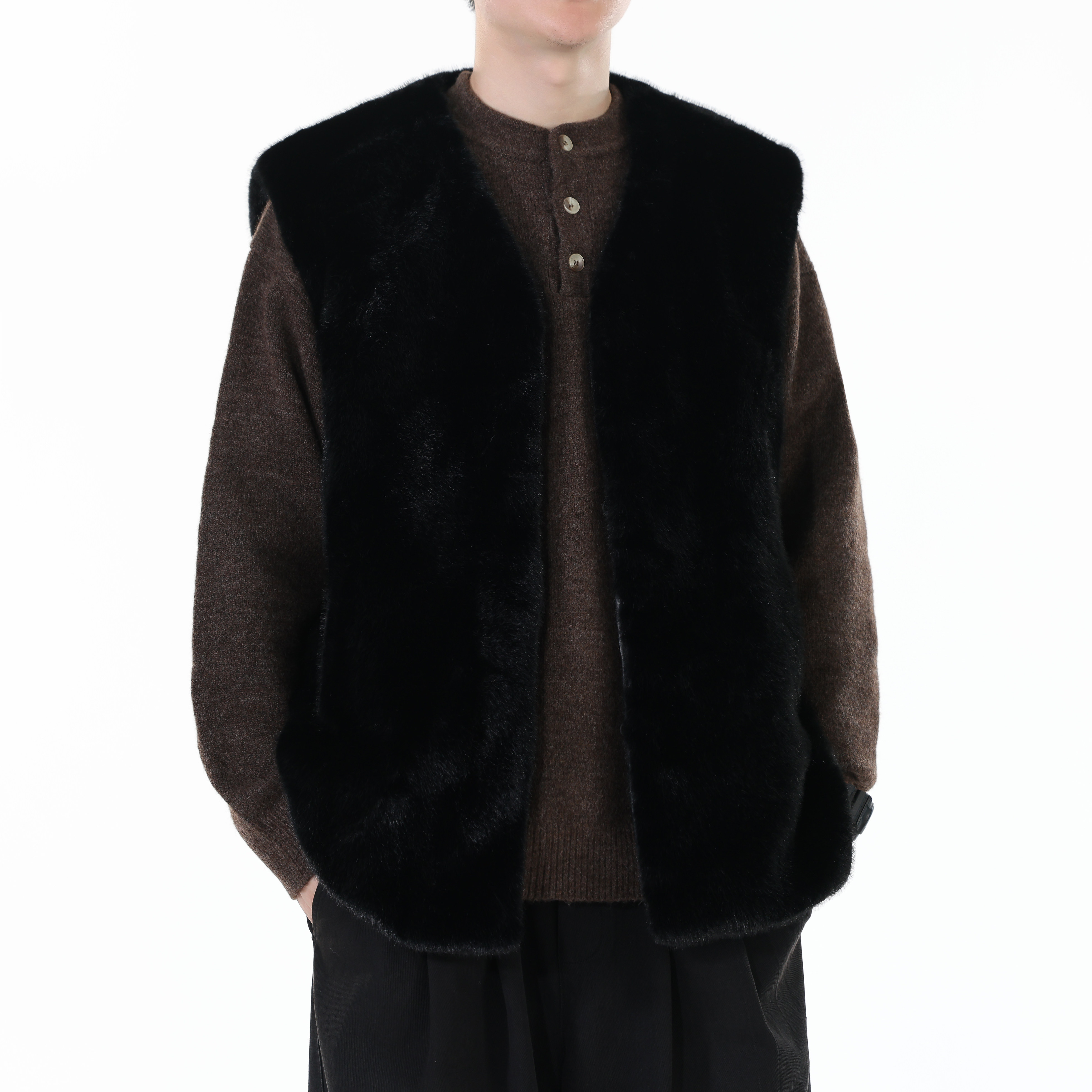 秋冬高仿版男女同款仿貂毛马甲仿兔毛纯色坎肩313B-NC25213-P60,男装背心/马甲,星座313B