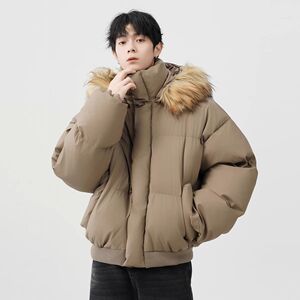 (网络图慎用有大货)休闲纯色PU皮加厚毛领活帽棉服313B-Y667-P98图片
