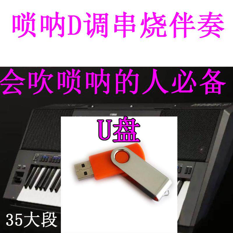 唢呐串烧D调伴奏U盘 会吹唢呐的人的伴奏U盘 串烧伴奏 电子琴弹奏