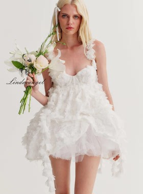 for love and lemons白色花瓣吊带裙Bellatrix短裙仙女mini裙性感