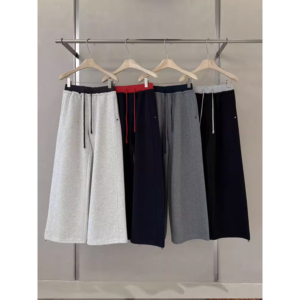 3R3束脚灰色卫裤女2025新款运动休闲裤宽松直筒高腰小个子阔腿裤