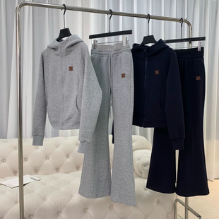 南油高版本运动休闲套装女2026春季新款连帽上衣卫衣微喇裤两件套