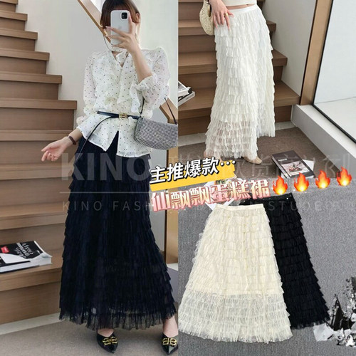 深圳一品2026春款设计感时尚甜美风松紧腰显瘦网纱仙气蛋糕裙女