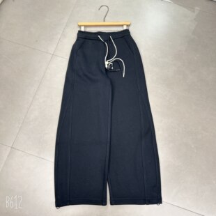 子 加绒加厚长裤 欧货松紧腰抽绳微弯刀棉直筒裤 女2026春新休闲卫裤