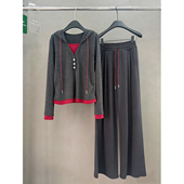 慵懒风韩版 春季 高级感拼色掐腰上衣两件套 女2026新款 休闲运动套装