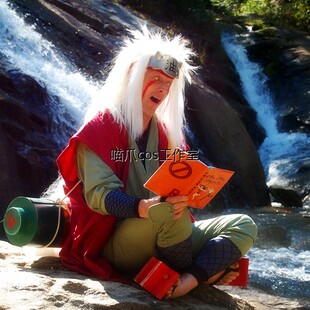 火影忍者疾风传自来也和服装动漫Cosplay男装/假发木屐头带现货