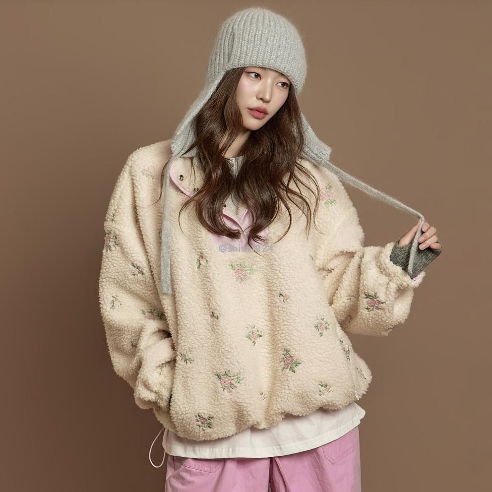 韩国直邮DINT正品代购大码女装双面可穿套头毛绒外套