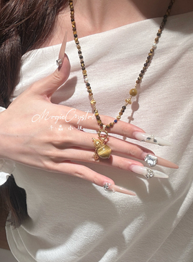 Spiritcrest 金福禄•天然虎眼石金虎眼项链毛衣链设计款招财纳福