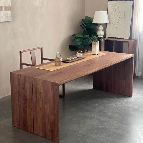 新中式乌金木茶桌椅泡茶全实木办公两用实木现代茶台家用茶室家具