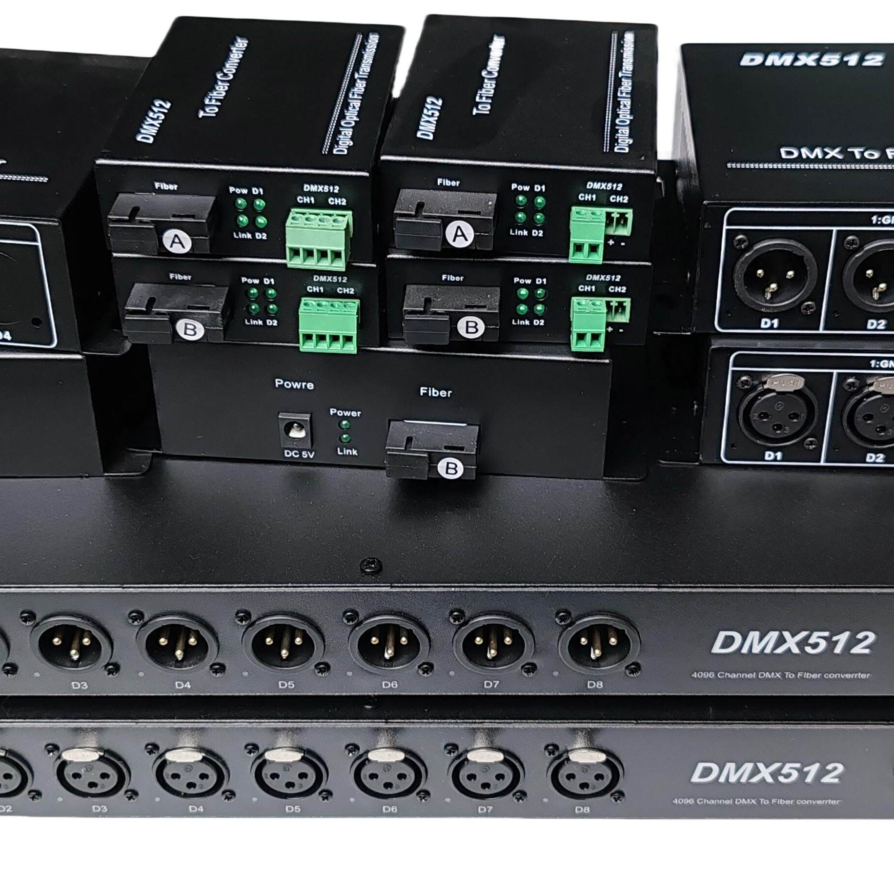 DMX512光纤延长舞台灯光控制专用光端机，公园市政亮化光纤控制