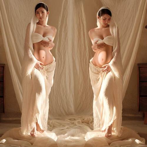 希腊压褶法式复古棉麻影楼服装