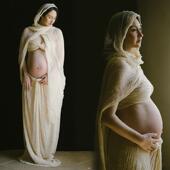 影楼新款 高端精致超绝美连衣裙复古风孕妈咪大肚照写真在家拍 法式