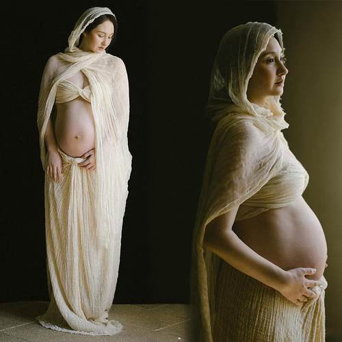 影楼新款复古棉麻孕妈连衣裙