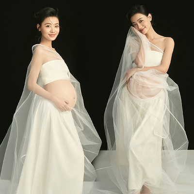 影楼新款孕妇拍照服装白色抹胸