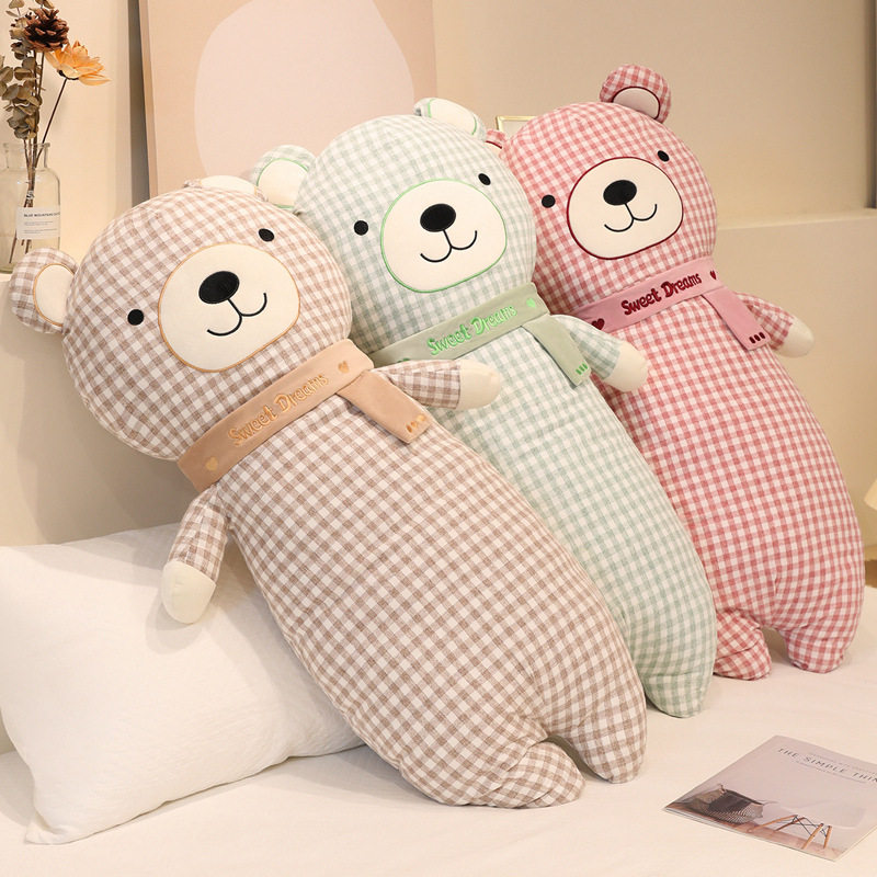 可爱卡通格子小熊玩偶公仔儿童生日礼物送女生创意布娃娃抱枕