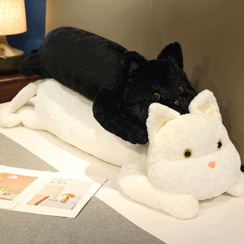黑猫白猫趴趴长条猫咪抱枕