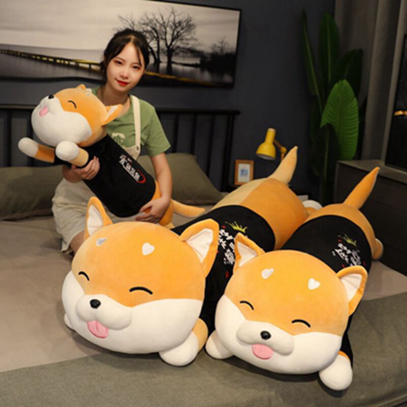 布娃娃玩偶长条抱枕睡觉可爱柴犬