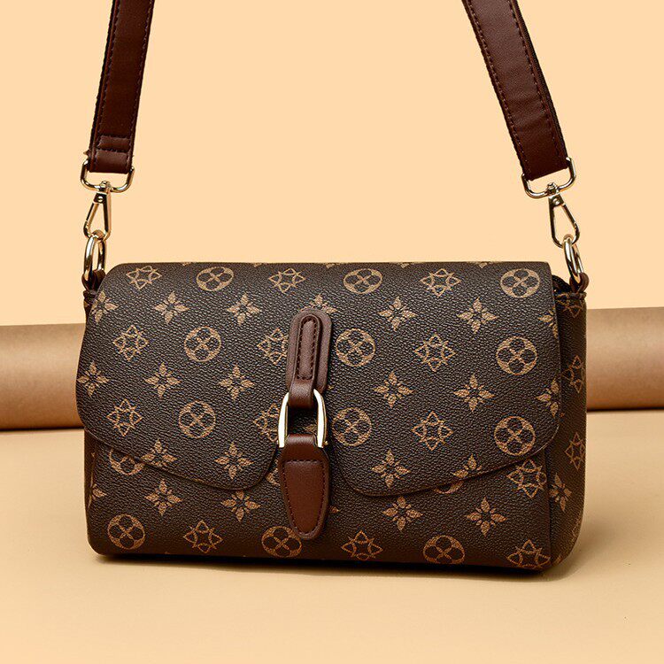 包包女式2026新款高端大气妈妈包真皮斜挎包女士包印花中年婆婆包