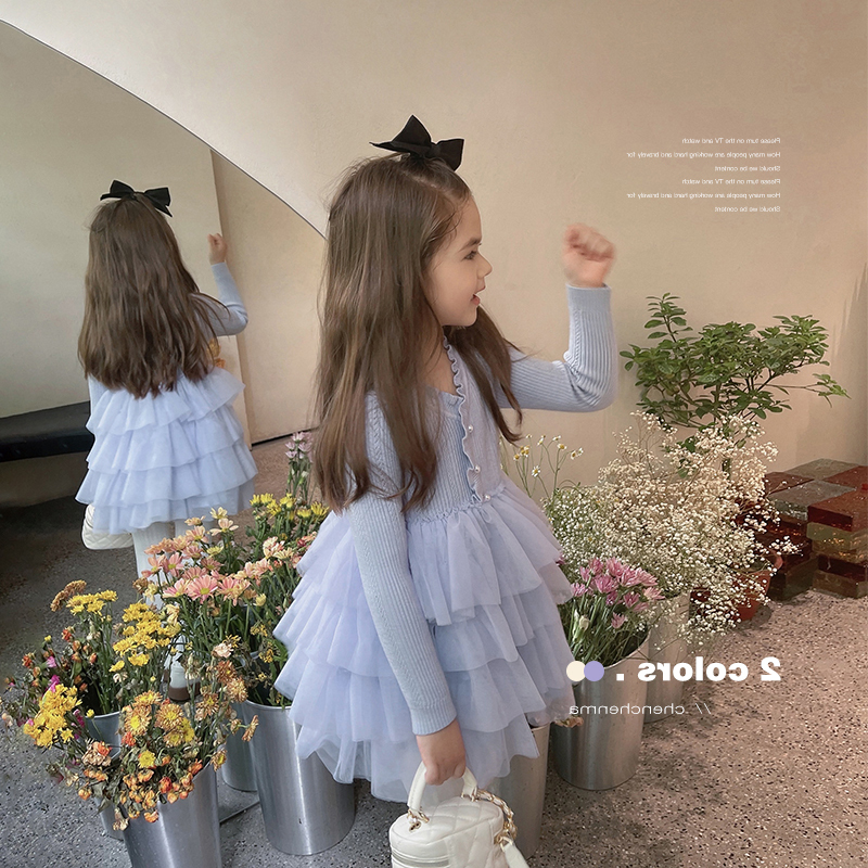 女童蛋糕裙秋季新款洋气儿童长袖连衣裙韩版打底裙子可爱姐妹装潮