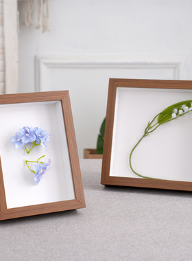 复合木质立体相框中空2cm汇百家标本框衍纸画陶瓷泥塑装裱框仿木