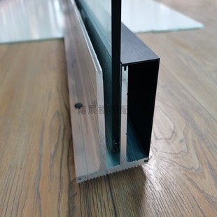 无框玻璃免开孔护栏扶手实心铝合金明装灯带铝地槽不锈钢阳台栏杆