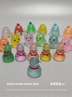 Good mood!无聊了 摆一堆发光的圣诞节小摆件 可爱夜光圣诞树雪人