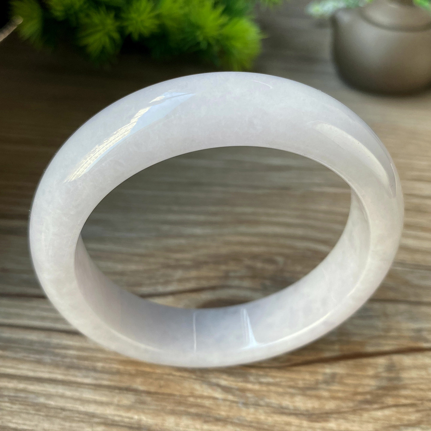 天然a货翡翠手镯54mm细糯种淡紫色带证书正品缅甸玉镯子老坑0597