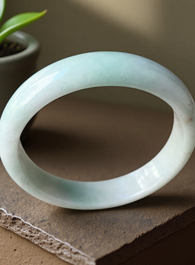 老坑a货翡翠手镯57mm正圈绿色圆镯糯种带证书天然缅甸玉镯子0212