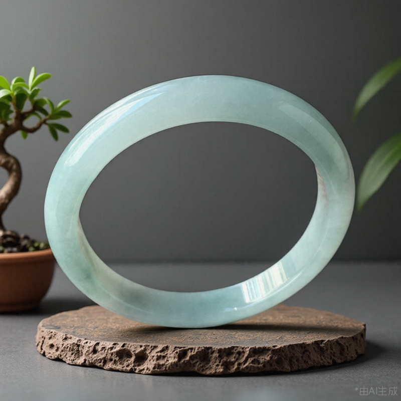缅甸A货翡翠冰种手镯57mm