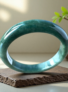 老坑a货翡翠手镯油青62mm圆镯绿色带证书天然正品缅甸玉镯子0016