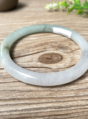 老坑a货翡翠手镯62mm冰种绿色圆条福镯带证书天然缅甸玉镯子0690