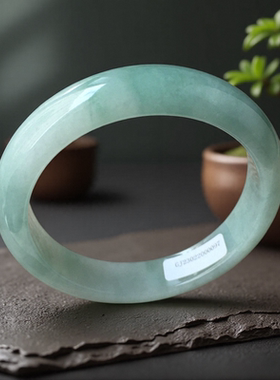 老坑a货翡翠手镯57mm冰种绿色晴水正圈带证书天然缅甸玉镯子0097