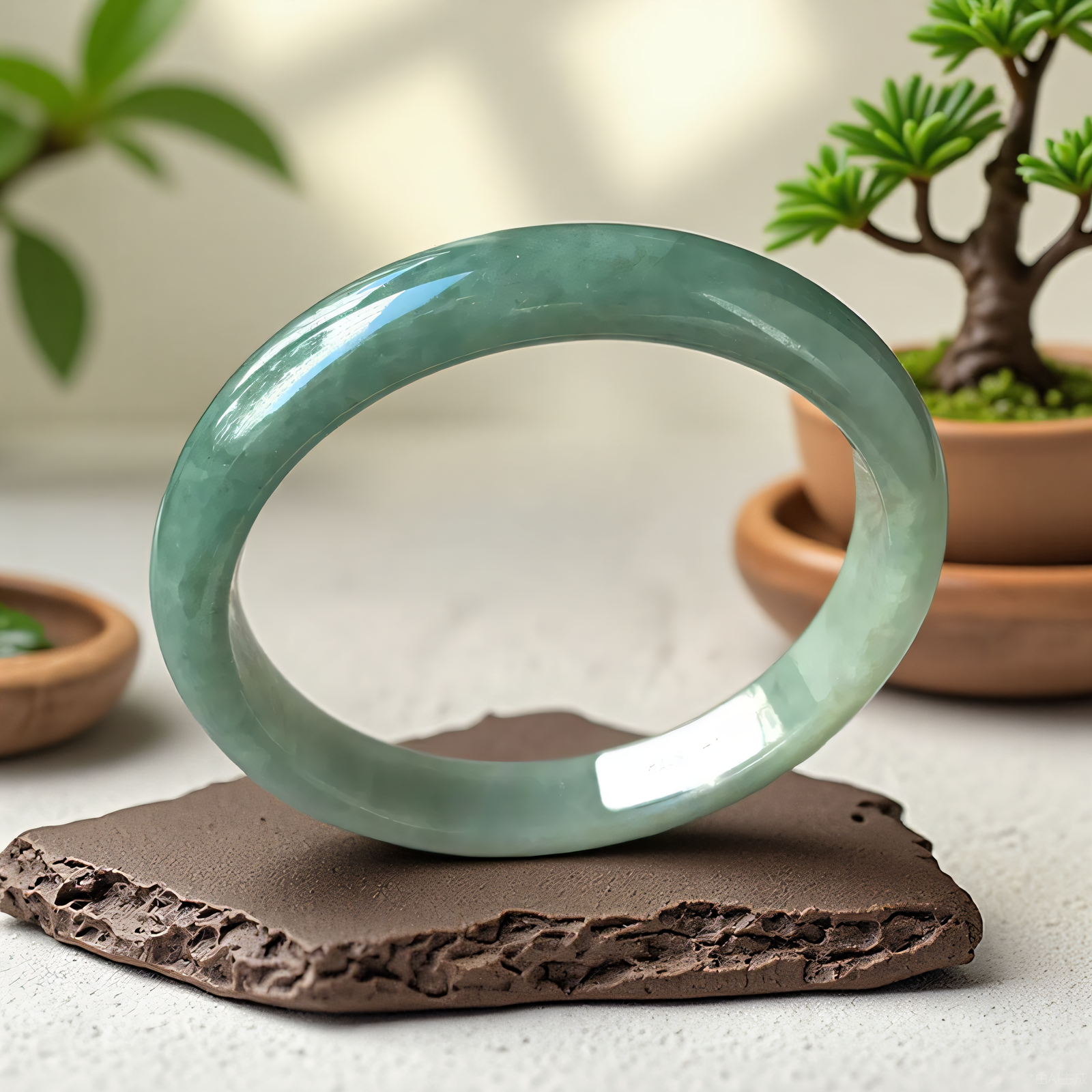 64mm带证书油青a货圆镯翡翠