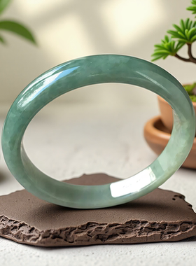 老坑a货翡翠手镯64mm大号圈口油青绿色带证书天然缅甸玉镯子0212