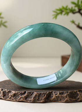 老坑a货翡翠手镯55mm油青绿色正圈带证书正品天然缅甸玉镯子0346